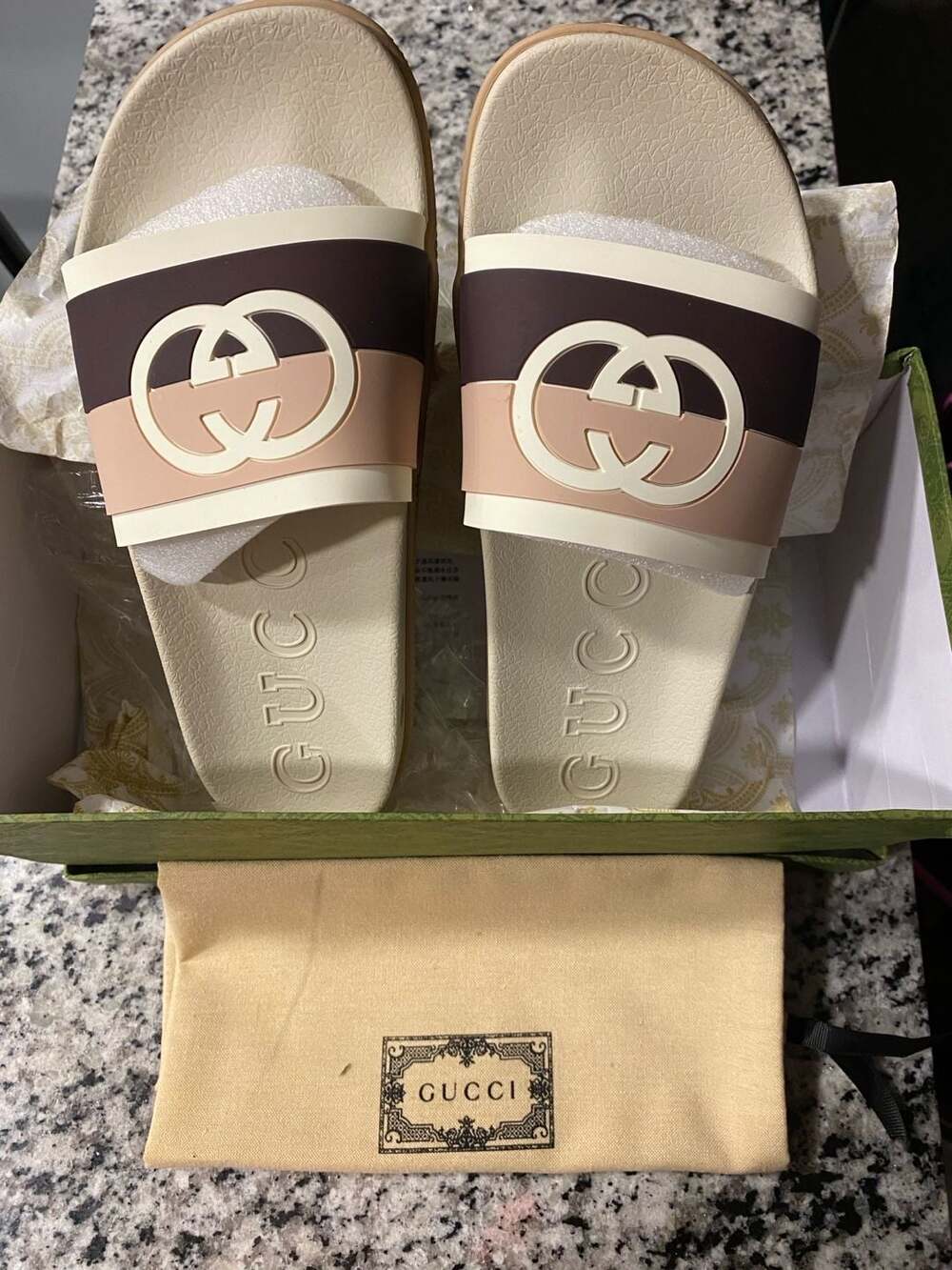 Gucci Interlocking G Rubber Slide Sandals Multicolor